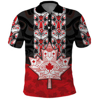 Personalised Canada Maple Leaf Polo Shirt Haida Totem Inspired Art