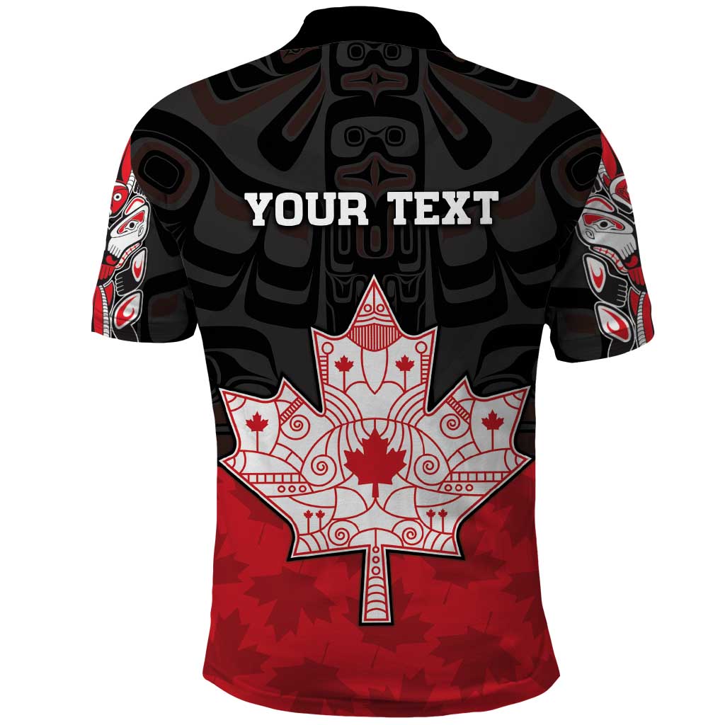 Personalised Canada Maple Leaf Polo Shirt Haida Totem Inspired Art