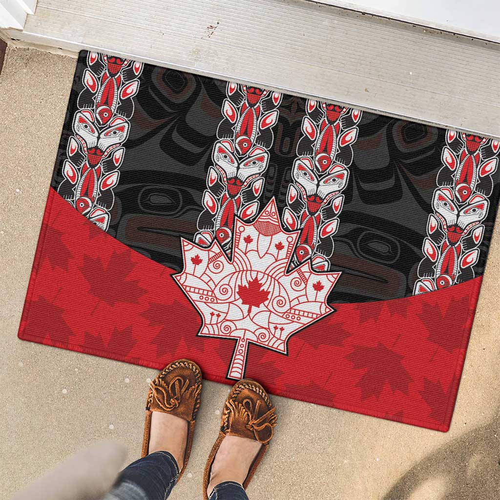 Canada Maple Leaf Rubber Doormat Haida Totem Inspired Art