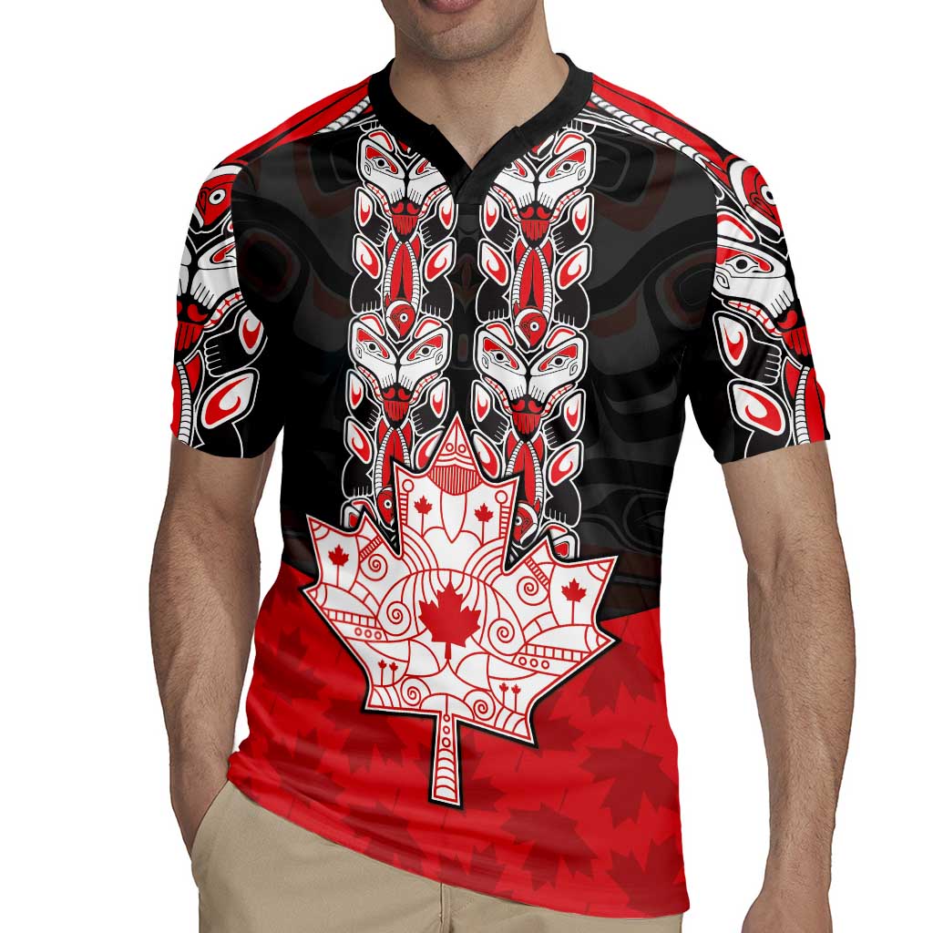 Personalised Canada Maple Leaf Rugby Jersey Haida Totem Inspired Art