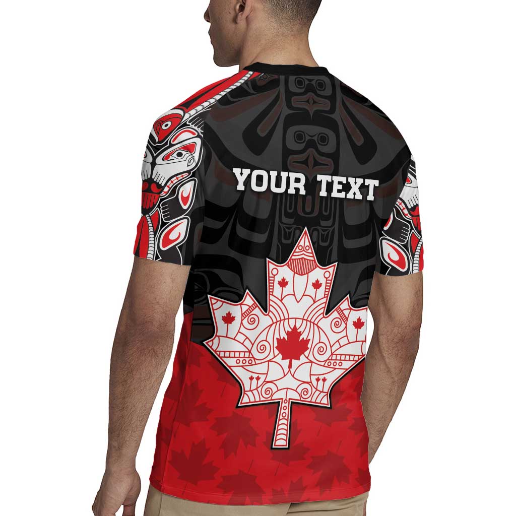 Personalised Canada Maple Leaf Rugby Jersey Haida Totem Inspired Art