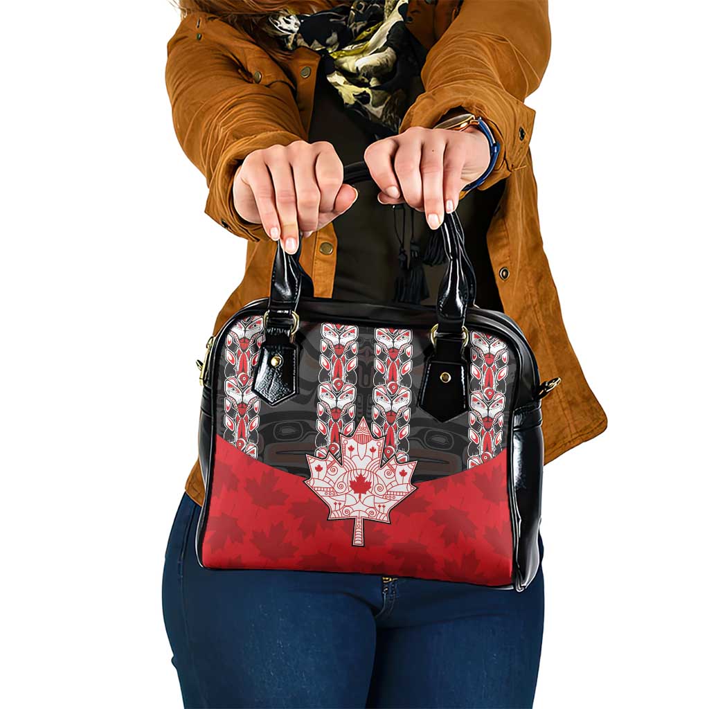 Canada Maple Leaf Shoulder Handbag Haida Totem Inspired Art