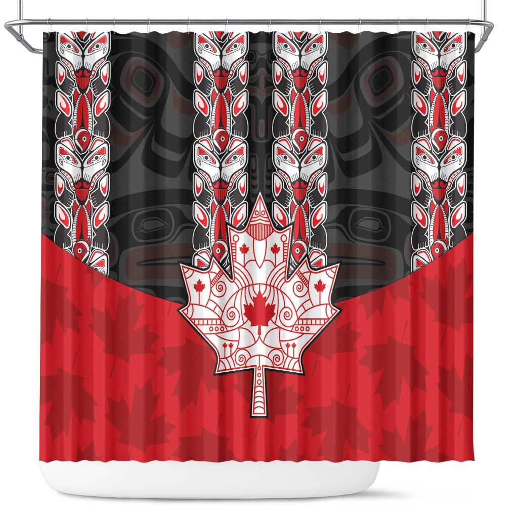 Canada Maple Leaf Shower Curtain Haida Totem Inspired Art