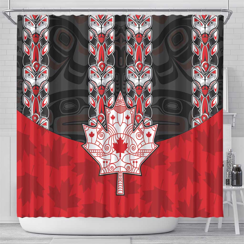 Canada Maple Leaf Shower Curtain Haida Totem Inspired Art