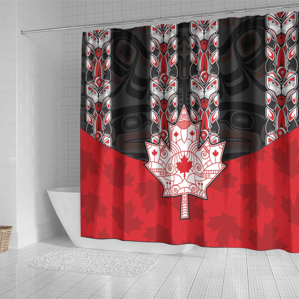 Canada Maple Leaf Shower Curtain Haida Totem Inspired Art