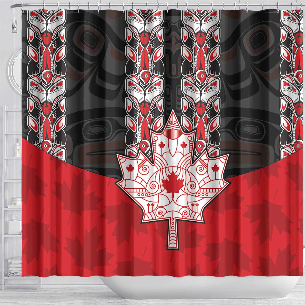 Canada Maple Leaf Shower Curtain Haida Totem Inspired Art