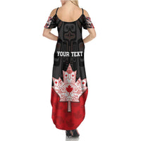 Personalised Canada Maple Leaf Summer Maxi Dress Haida Totem Inspired Art