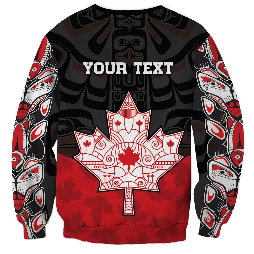 Personalised Canada Maple Leaf Sweatshirt Haida Totem Inspired Art