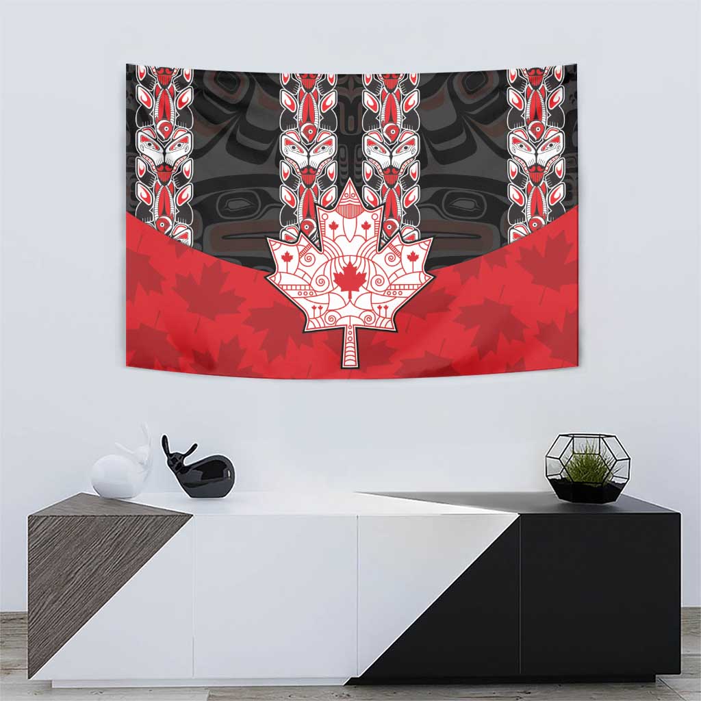 Canada Maple Leaf Tapestry Haida Totem Inspired Art