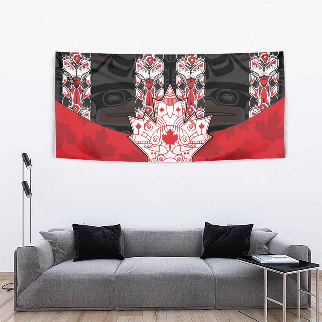 Canada Maple Leaf Tapestry Haida Totem Inspired Art