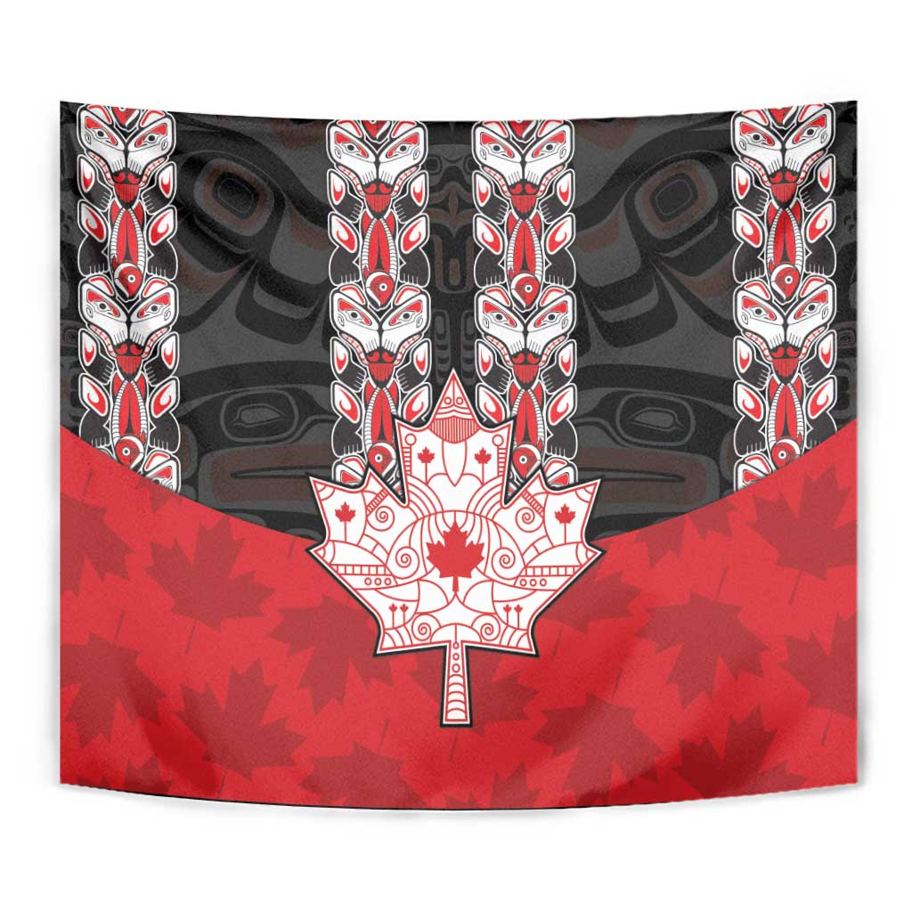 Canada Maple Leaf Tapestry Haida Totem Inspired Art
