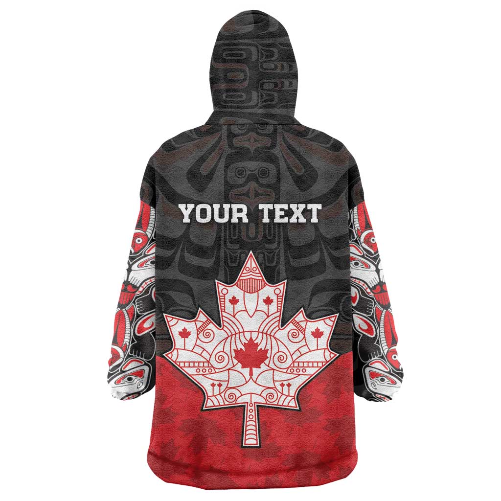 Personalised Canada Maple Leaf Wearable Blanket Hoodie Haida Totem Inspired Art