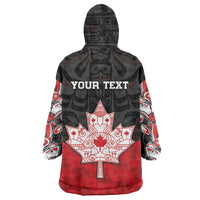 Personalised Canada Maple Leaf Wearable Blanket Hoodie Haida Totem Inspired Art