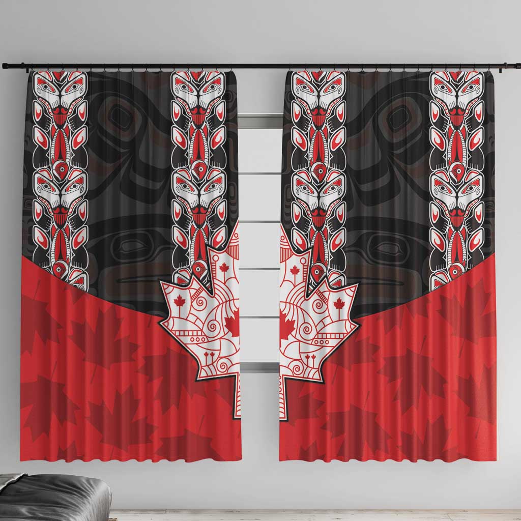 Canada Maple Leaf Window Curtain Haida Totem Inspired Art