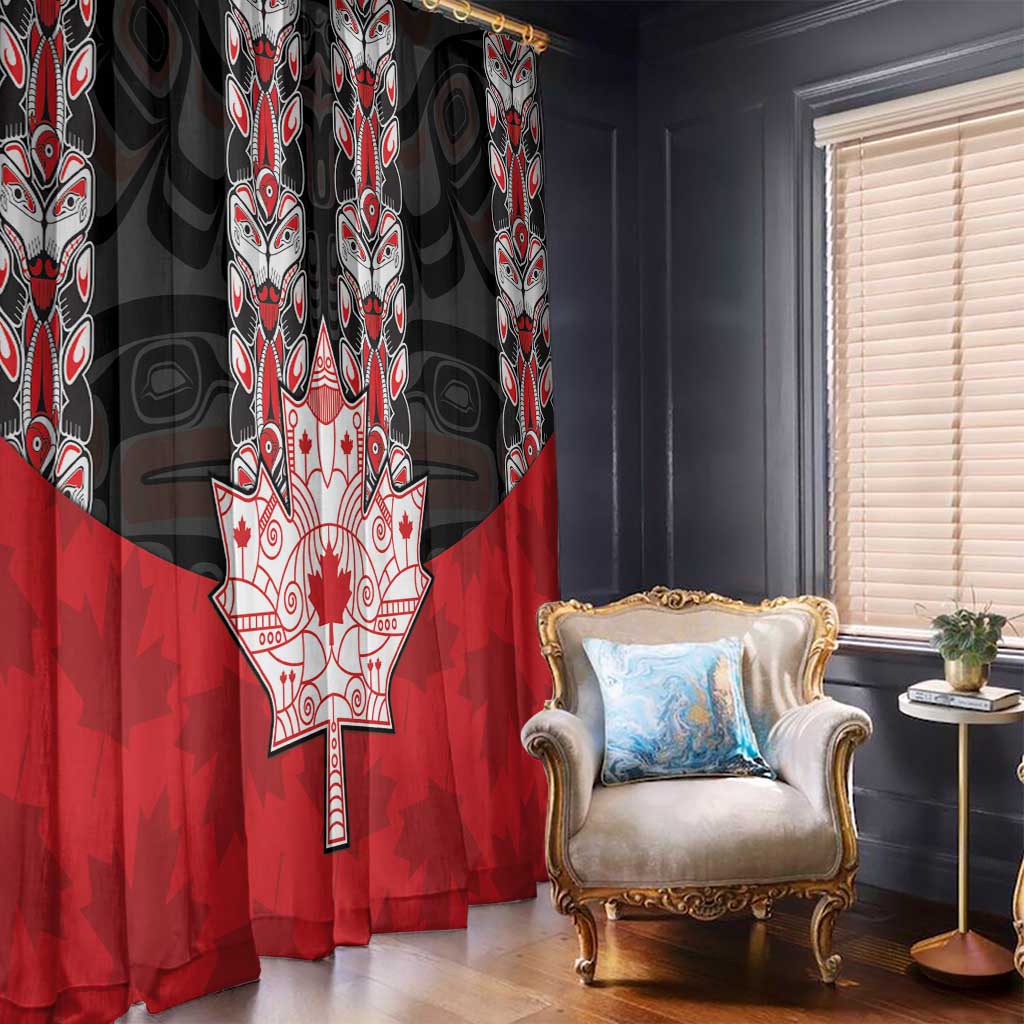 Canada Maple Leaf Window Curtain Haida Totem Inspired Art