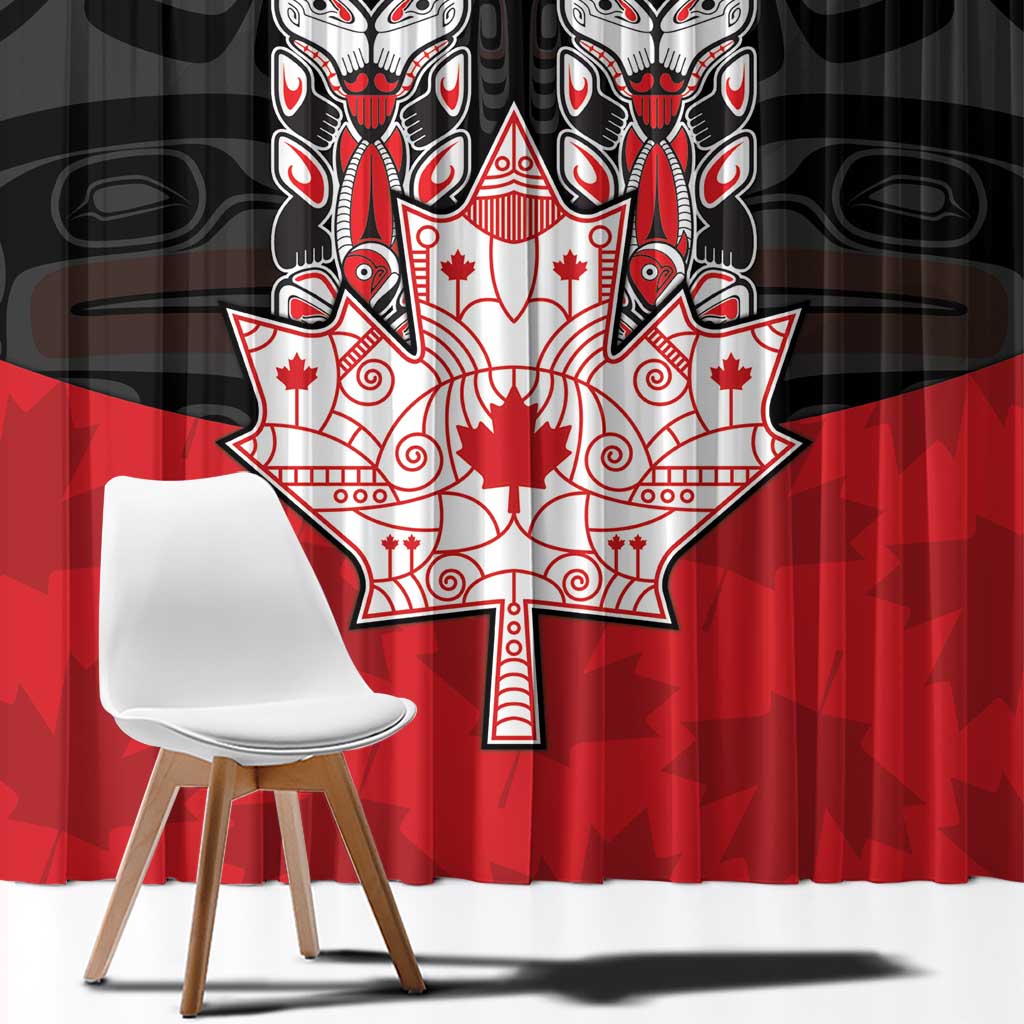 Canada Maple Leaf Window Curtain Haida Totem Inspired Art