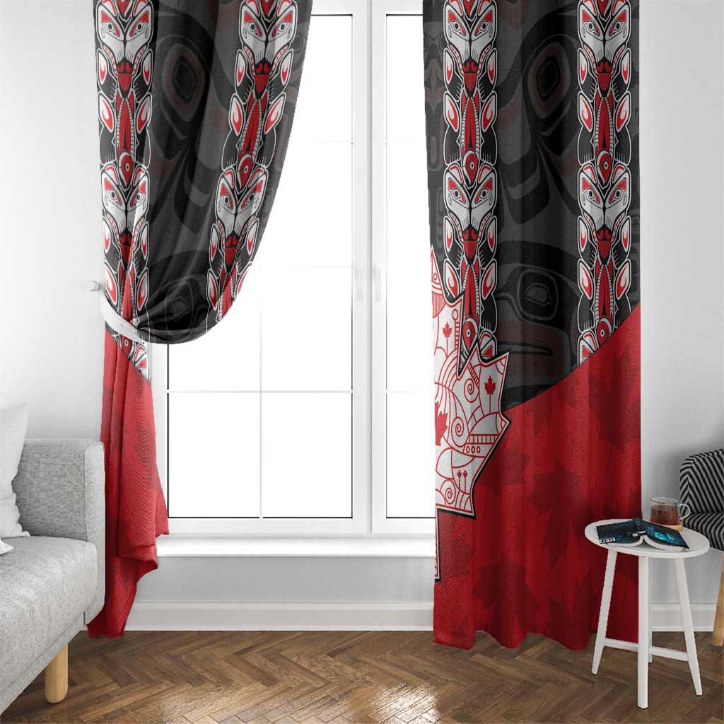Canada Maple Leaf Window Curtain Haida Totem Inspired Art