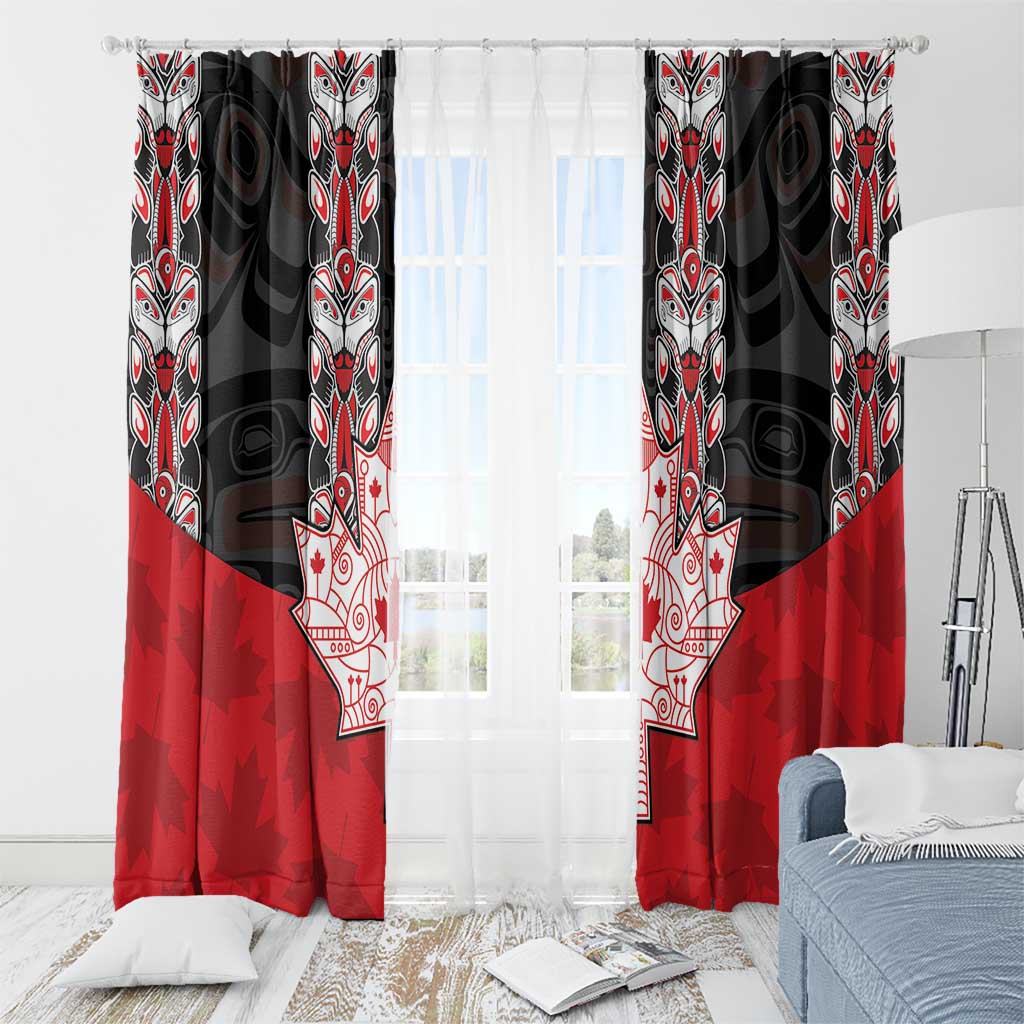Canada Maple Leaf Window Curtain Haida Totem Inspired Art
