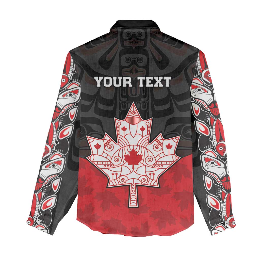 Personalised Canada Maple Leaf Women Casual Shirt Haida Totem Inspired Art