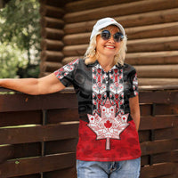 Personalised Canada Maple Leaf Women Polo Shirt Haida Totem Inspired Art