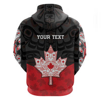 Personalised Canada Maple Leaf Zip Hoodie Haida Totem Inspired Art