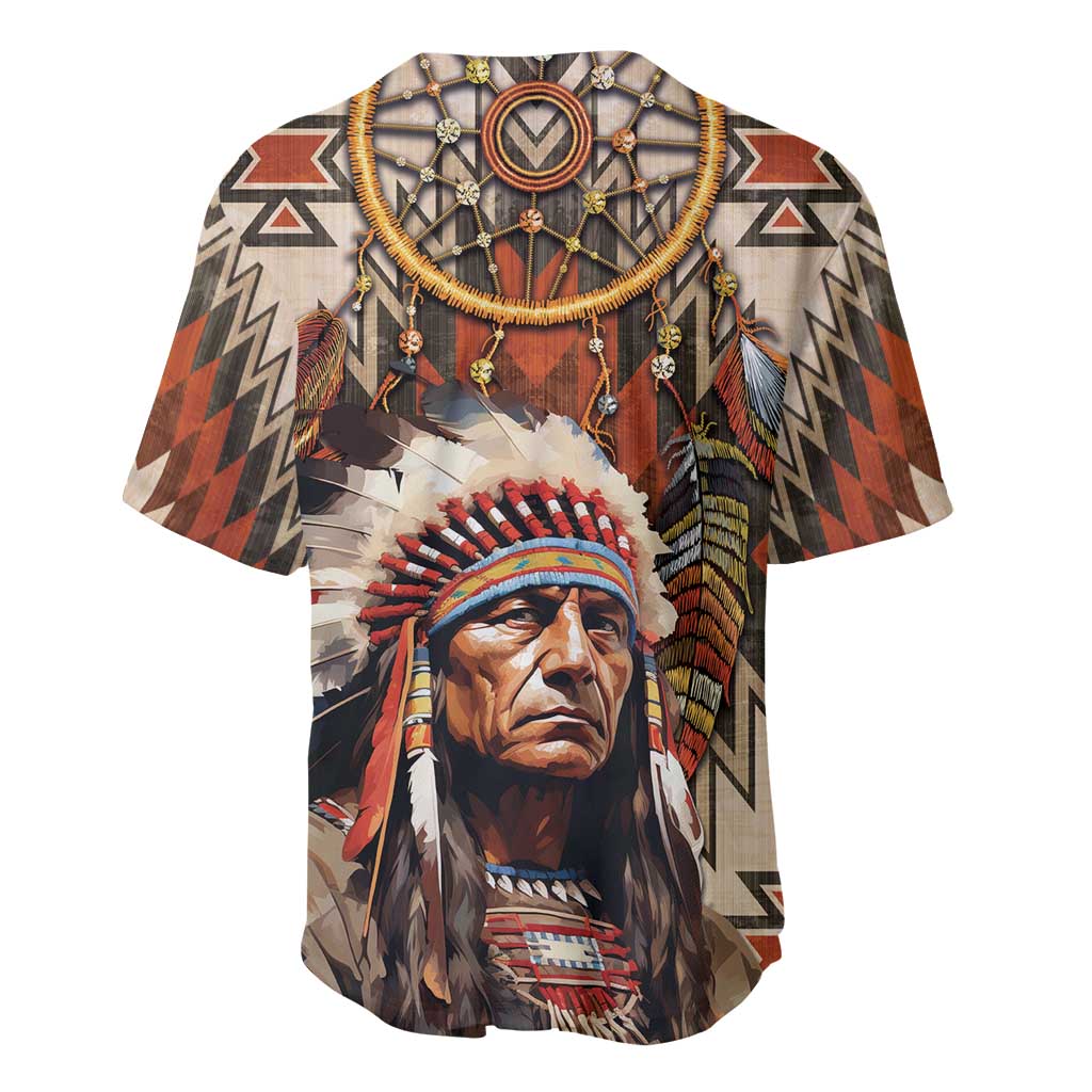 Native American Man Baseball Jersey Feather Headdress With Dream Catcher