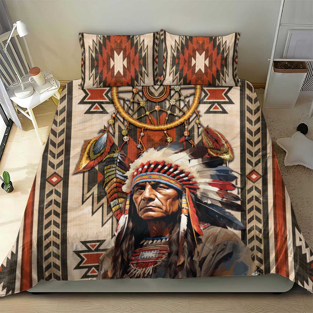 Native American Man Bedding Set Feather Headdress With Dream Catcher