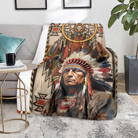 Native American Man Blanket Feather Headdress With Dream Catcher