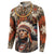 Native American Man Button Sweatshirt Feather Headdress With Dream Catcher