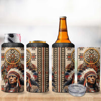 Native American Man 4 in 1 Can Cooler Tumbler Feather Headdress With Dream Catcher
