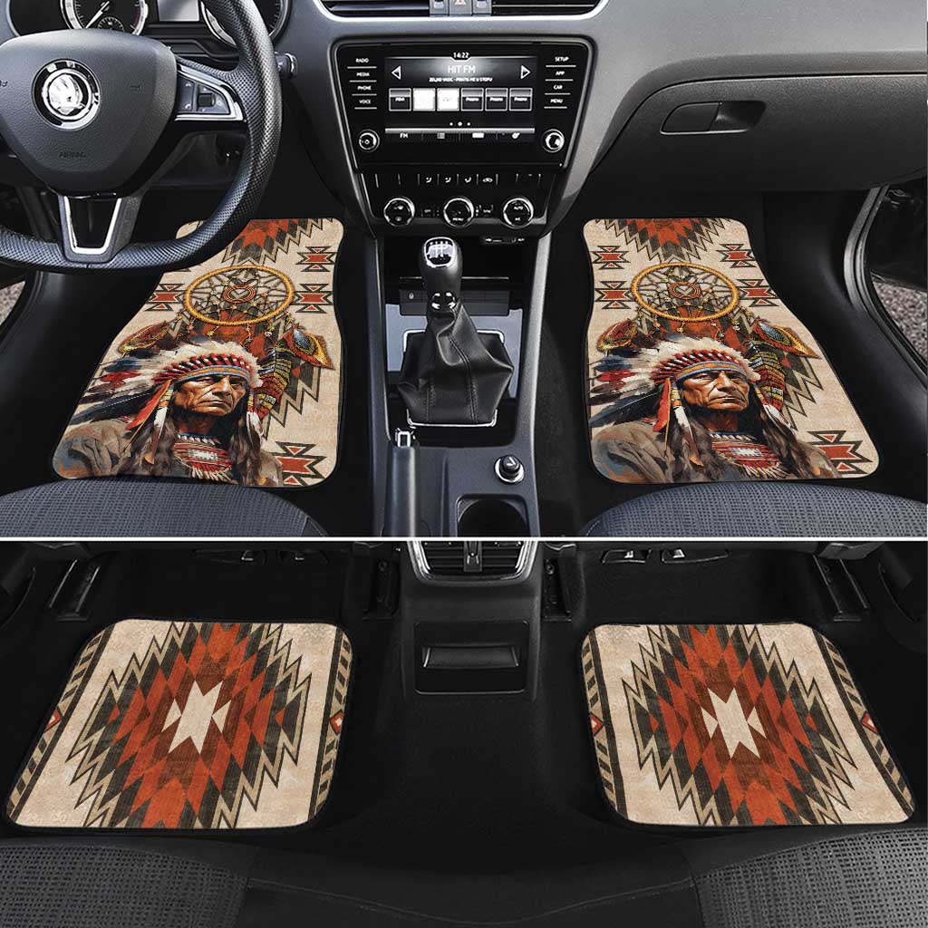 Native American Man Car Mats Feather Headdress With Dream Catcher