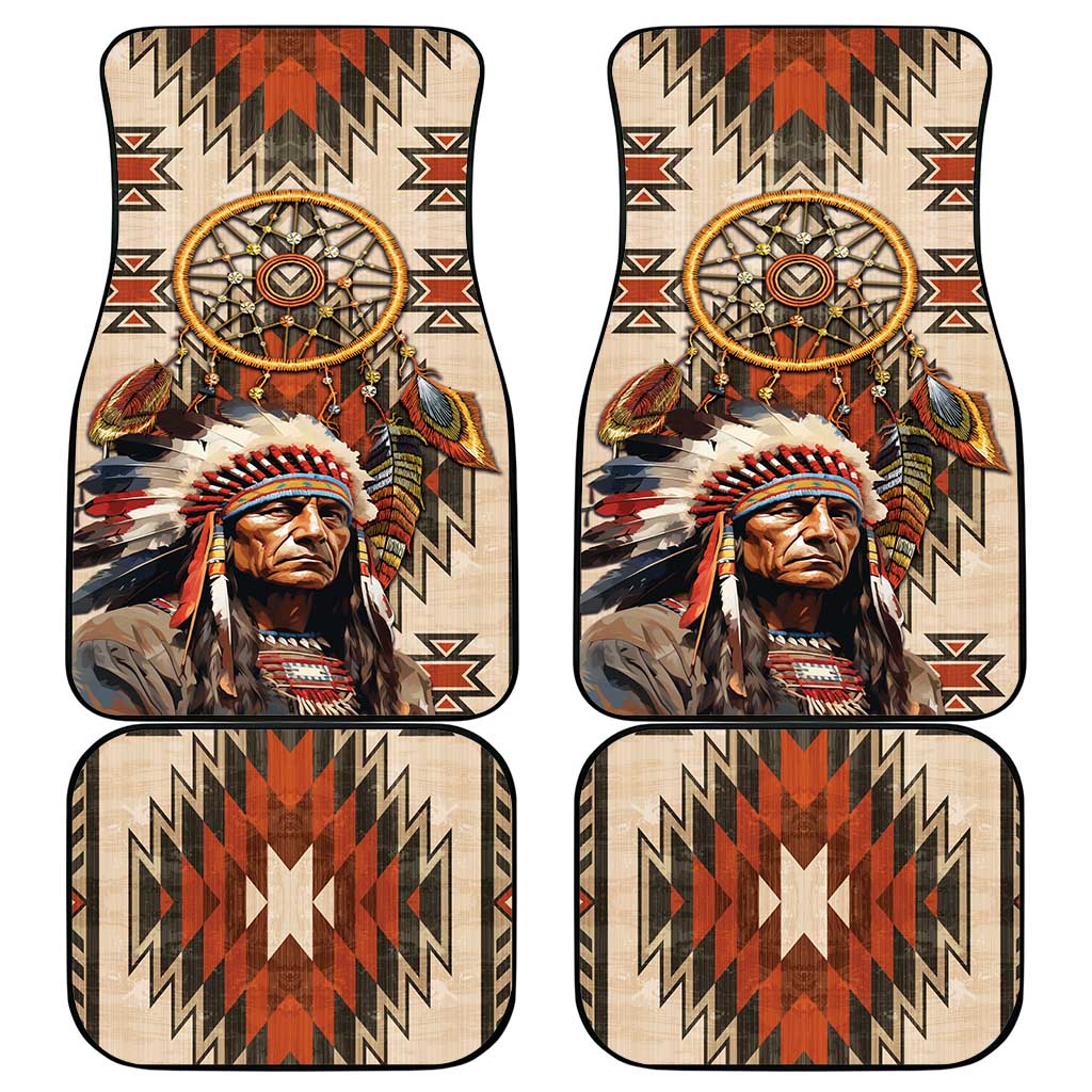 Native American Man Car Mats Feather Headdress With Dream Catcher