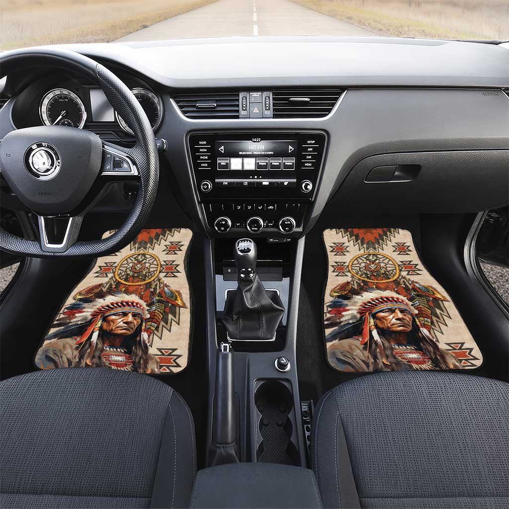 Native American Man Car Mats Feather Headdress With Dream Catcher