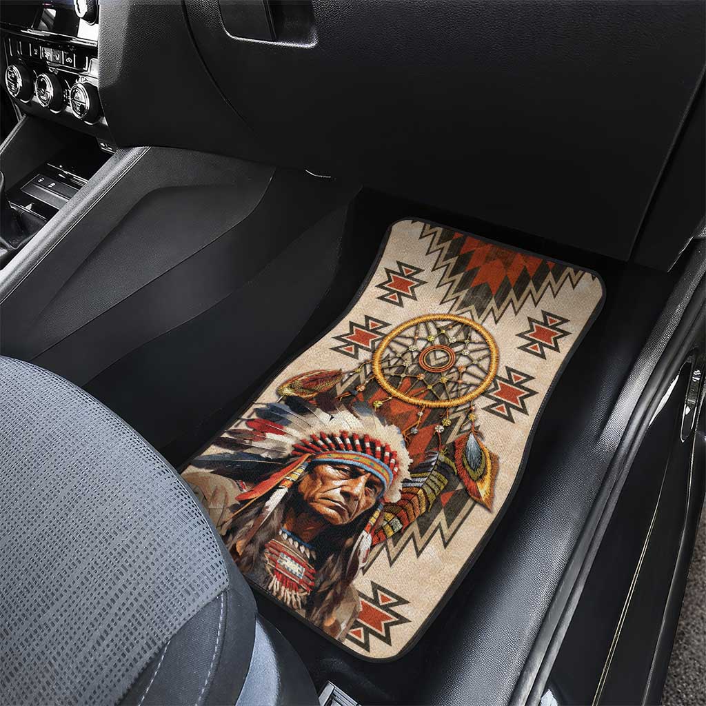 Native American Man Car Mats Feather Headdress With Dream Catcher