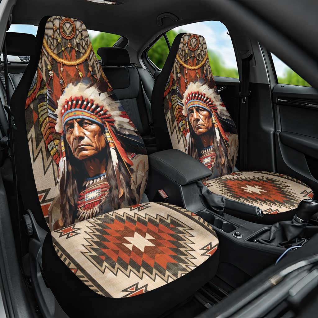 Native American Man Car Seat Cover Feather Headdress With Dream Catcher