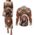 Native American Man Couples Matching Puletasi and Long Sleeve Button Shirt Feather Headdress With Dream Catcher
