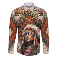 Native American Man Family Matching Off The Shoulder Long Sleeve Dress and Hawaiian Shirt Feather Headdress With Dream Catcher