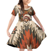 Native American Man Family Matching Off Shoulder Short Dress and Hawaiian Shirt Feather Headdress With Dream Catcher