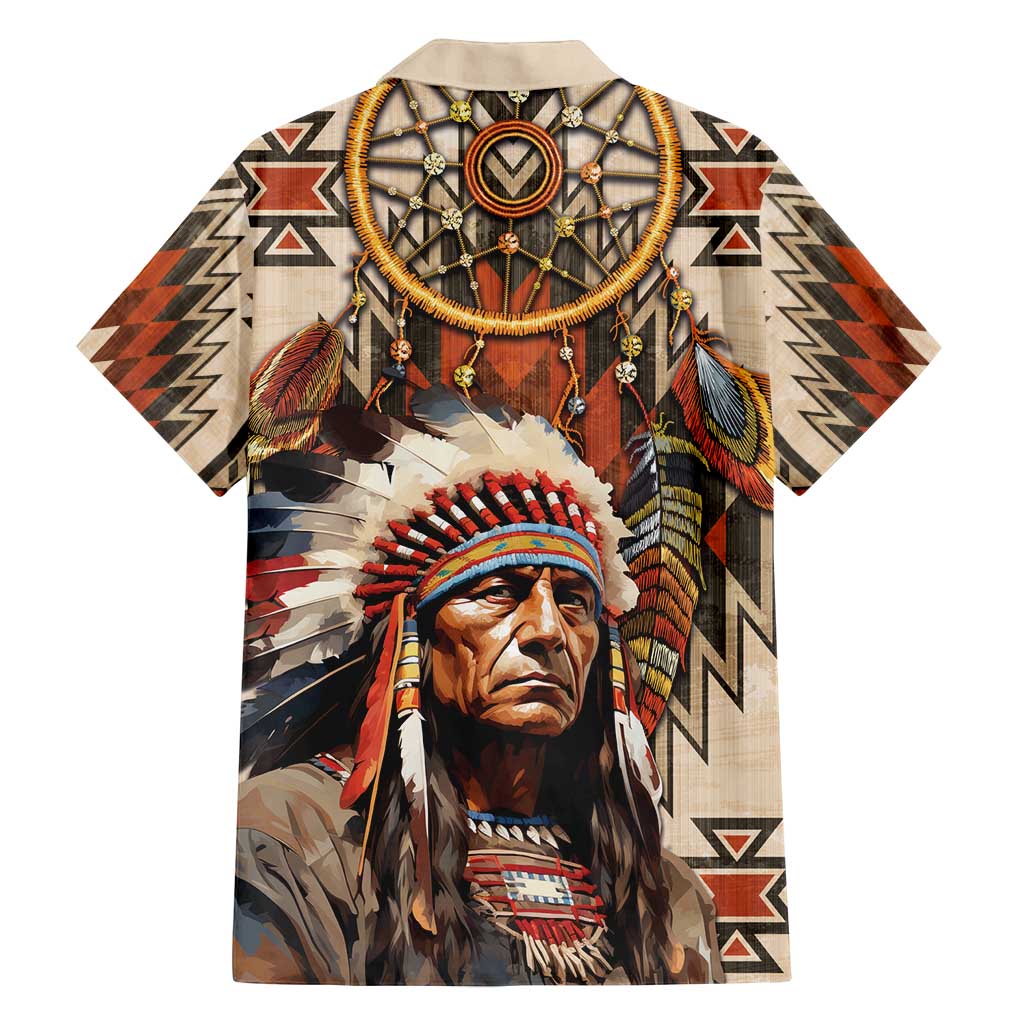 Native American Man Family Matching Off Shoulder Short Dress and Hawaiian Shirt Feather Headdress With Dream Catcher