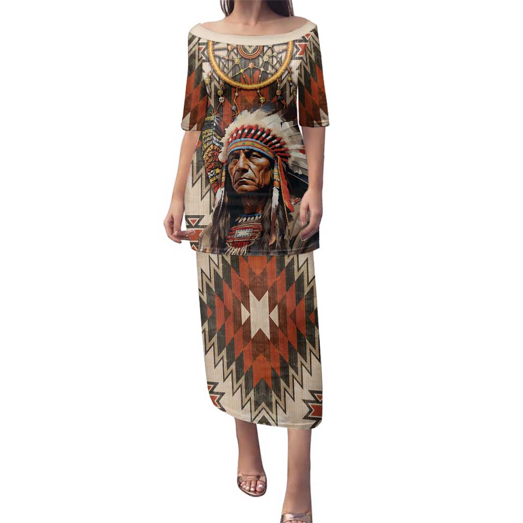 Native American Man Family Matching Puletasi and Hawaiian Shirt Feather Headdress With Dream Catcher