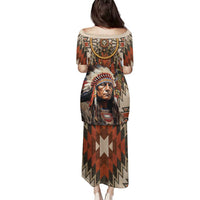 Native American Man Family Matching Puletasi and Hawaiian Shirt Feather Headdress With Dream Catcher