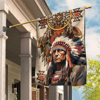 Native American Man Garden Flag Feather Headdress With Dream Catcher
