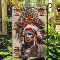 Native American Man Garden Flag Feather Headdress With Dream Catcher