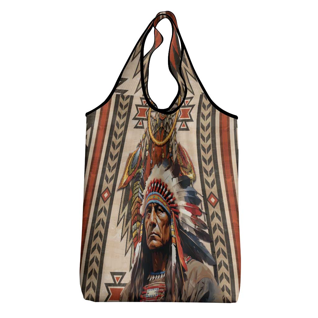 Native American Man Grocery Bag Feather Headdress With Dream Catcher
