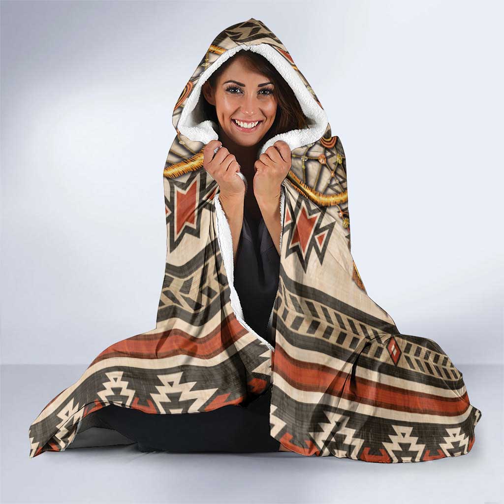 Native American Man Hooded Blanket Feather Headdress With Dream Catcher