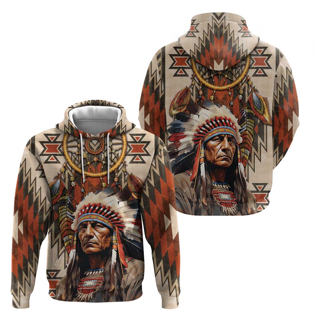 Native American Man Hoodie Feather Headdress With Dream Catcher
