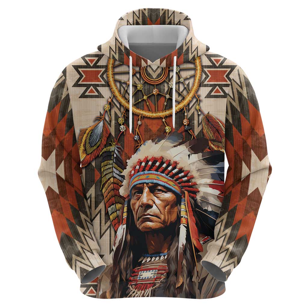 Native American Man Hoodie Feather Headdress With Dream Catcher