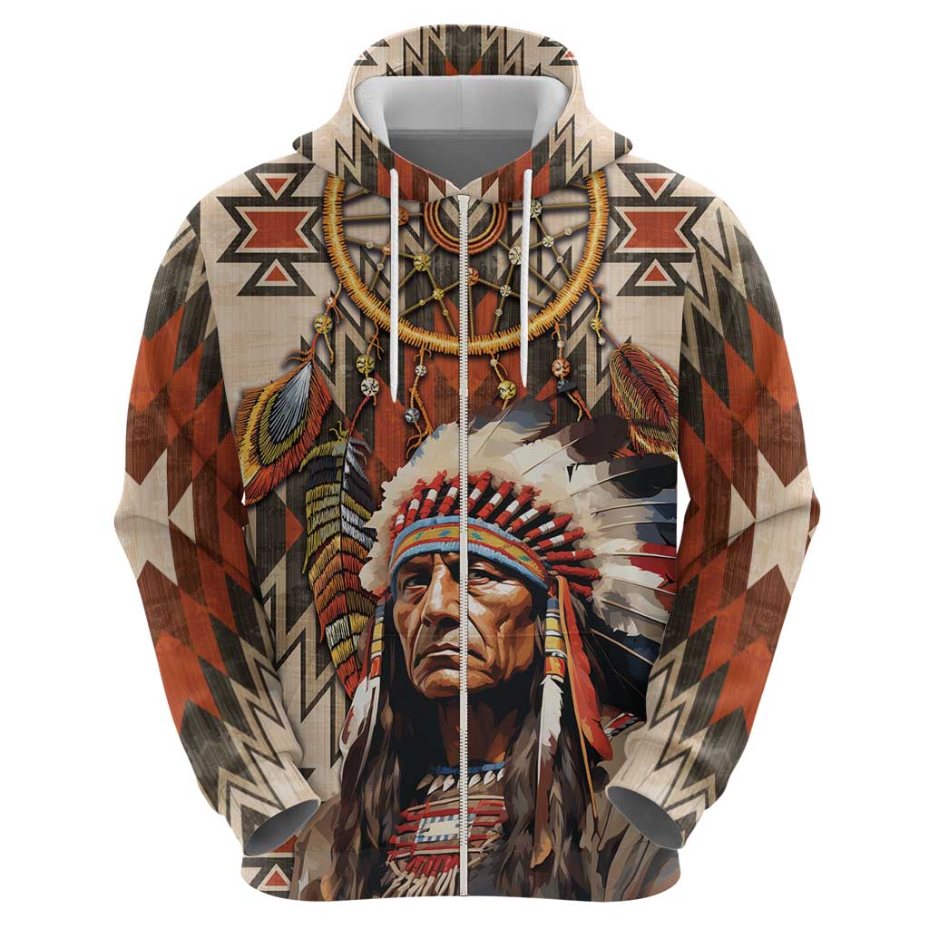 Native American Man Hoodie Feather Headdress With Dream Catcher