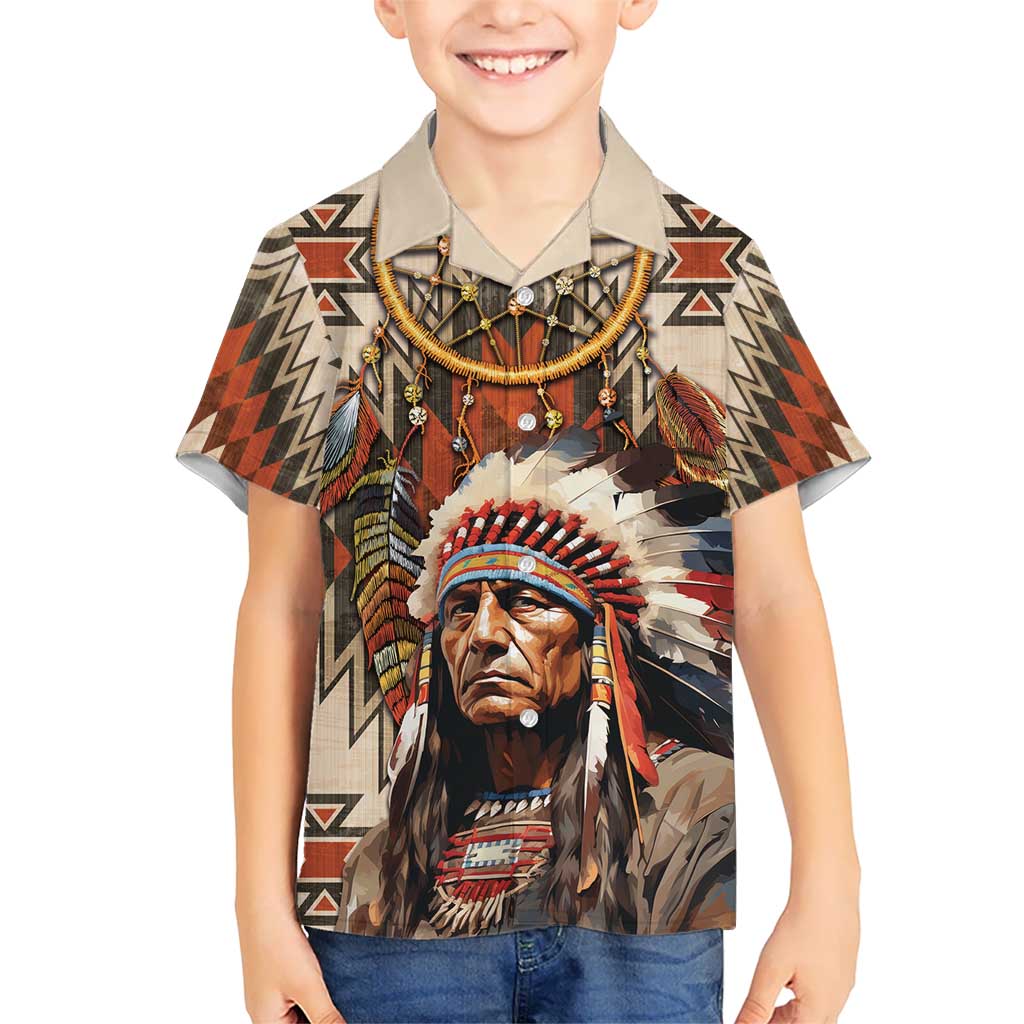 Native American Man Kid Hawaiian Shirt Feather Headdress With Dream Catcher