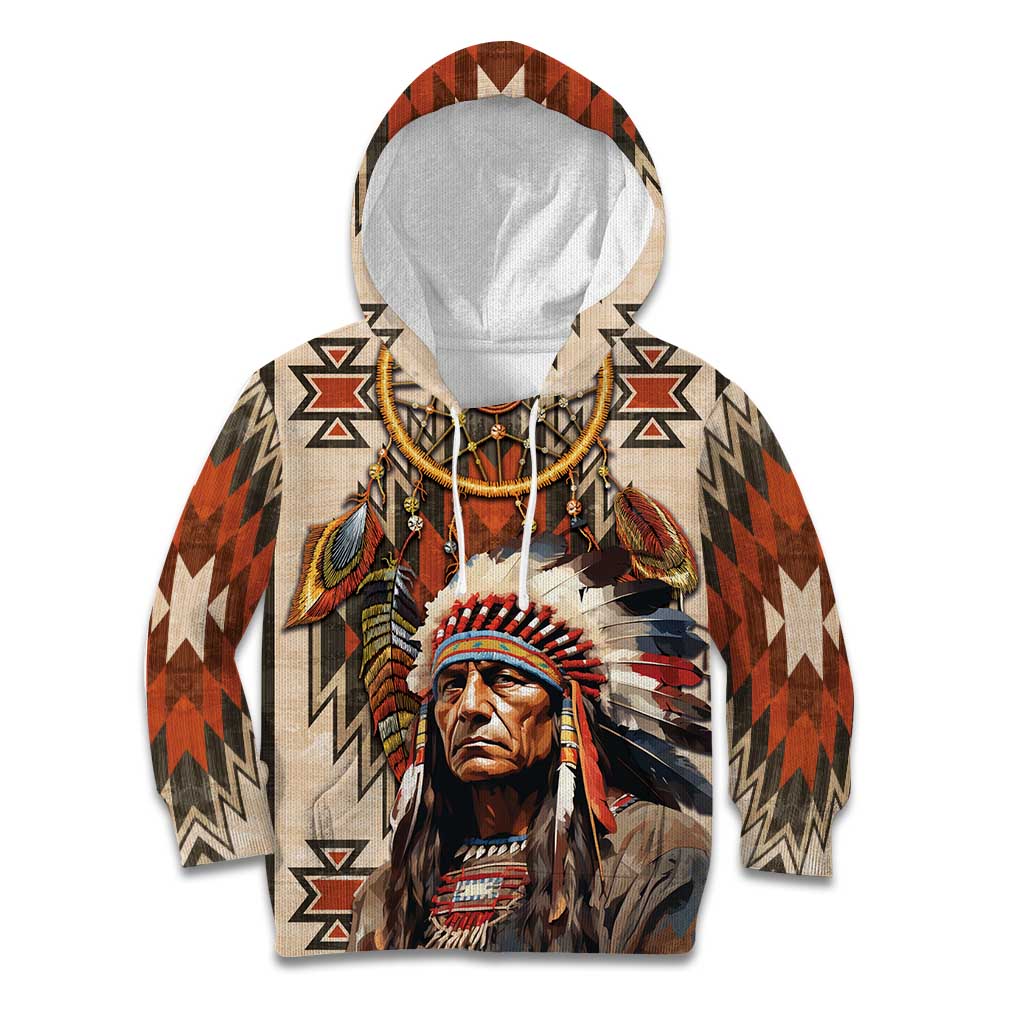 Native American Man Kid Hoodie Feather Headdress With Dream Catcher